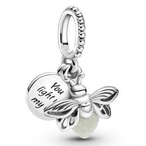 Authentic Pandora Glow-in-the-dark Firefly Dangle Charm / Pandora Bracelet